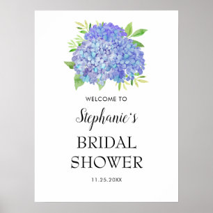 Poster Fête des mariées Bouquet Purple Hydrangea Bienvenu