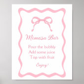 Poster Fête des mariées Bow Coquette Rose Mimosa Bar (Devant)