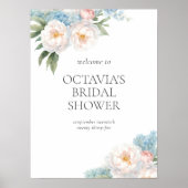 Poster Fête des mariées classique Fleurs bleues douces et (Devant)