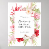 Poster Fête des mariées Coquille de la mer tropicale rose (Devant)