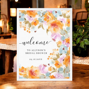 Poster Fête des mariées d'aquarelle florale Boho peinte à