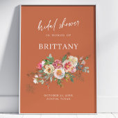 Poster Fête des mariées d'aquarelle florale rustique Bien