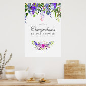 Poster Fête des mariées d'aquarelle ultra violet (Cuisine)