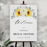 Poster Fête des mariées de bienvenue de Sunflower Ivory P<br><div class="desc">Elégante affiche moderne fleurie de la douche nuptiale d'été avec un bouquet d'hydrangée de tournesol aquarelle & pivoines dans les tons jaune riche, ivoire, avec des feuilles botaniques verdoyants et eucalyptus. S'il vous plaît trouver d'autres modèles et variantes de mon magasin "blissweddingpaperie". Et n'hésitez pas à me contacter pour plus...</div>