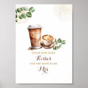 Poster Fête des mariées de café Devinez combien de baiser