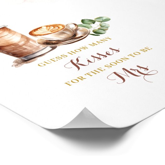 Poster Fête des mariées de café Devinez combien de baiser (Coin)