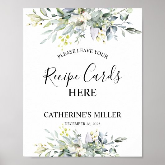 Poster Fête des mariées de cartes de recettes d'aquarelle (Devant)