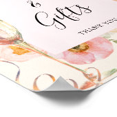 Poster Fête des mariées de champagne florale de Peach ros (Coin)