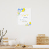 Poster Fête des mariées de citron bleu floral (Cuisine)