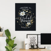 Poster Fête des mariées de couronnes florales d'or blanc (Bureau à domicile)