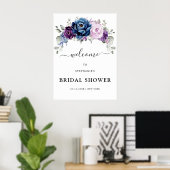 Poster Fête des mariées de fleurs pourpres bleu foncé (Bureau à domicile)