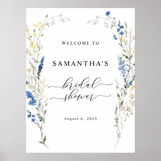 Poster Fête des mariées de fleurs sauvages Blue Dainty Af (Devant)