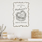 Poster Fête des mariées de gâteau Coquette Coeur Beige Bi (Cuisine)