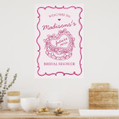 Poster Fête des mariées de gâteau Coquette Coeur rose Bie (Cuisine)