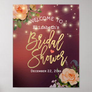 Poster Fête des mariées de lumière à cordes florales Bour