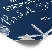 Poster Fête des mariées de mariage de Navy Seashells Beac (Coin)