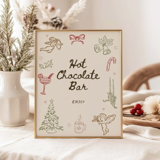 Poster Fête des mariées de Noël Whimsical Chocolat chaud