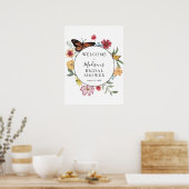 Poster Fête des mariées de papillon pré-fleurie Bienvenue (Cuisine)