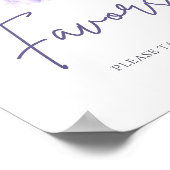 Poster Fête des mariées de script chic violet Fleur Faveu (Coin)