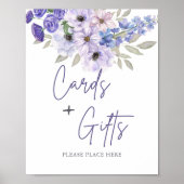 Poster Fête des mariées de script chic violet Fleur Faveu (Devant)