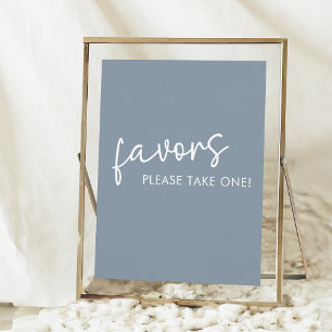 Poster Fête des mariées de script minimaliste bleu poussi