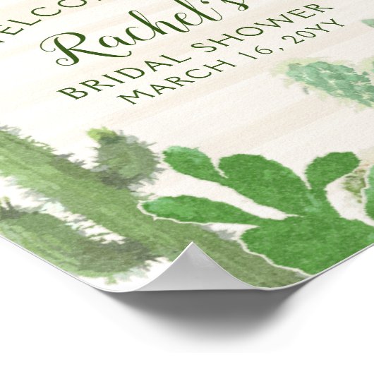 Poster Fête des mariées de script or Fiesta Cactus Bienve (Coin)