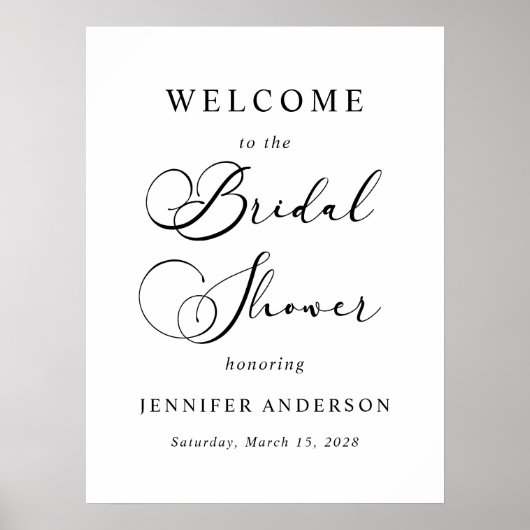 Poster Fête des mariées de script simple Black Modern (Devant)