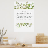 Poster Fête des mariées de verdure aquarelle Bienvenue (Cuisine)