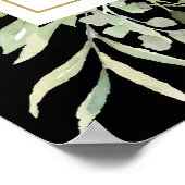 Poster Fête des mariées de verdure en or noir Bienvenue (Coin)