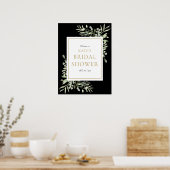 Poster Fête des mariées de verdure en or noir Bienvenue (Cuisine)