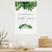 Poster Fête des mariées de verdure tropicale Bienvenue (Cuisine)