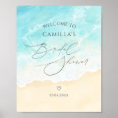 Poster Fête des mariées d'été de plage Bienvenue (Devant)