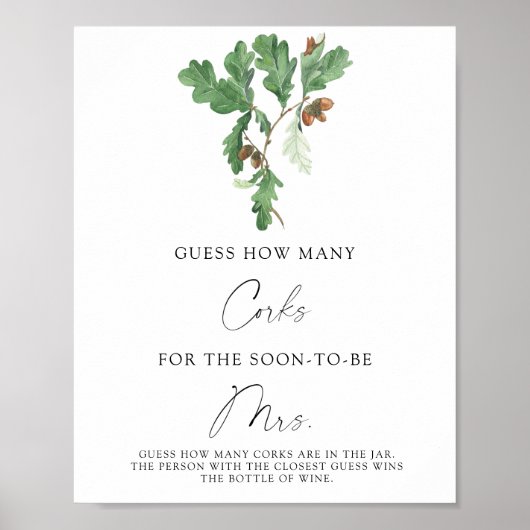 Poster Fête des mariées Devine combien de lièges (Devant)