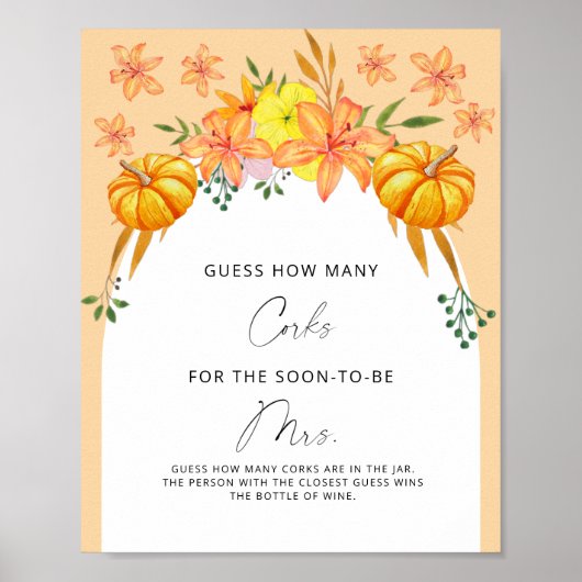 Poster Fête des mariées Devine combien de lièges (Devant)