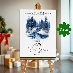 Poster Fête des mariées d'hiver Forêt de neige en amour B
