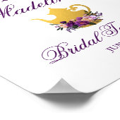 Poster Fête des mariées d'or violet Floral Accueil (Coin)