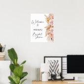 Poster Fête des mariées en laiton Blush Boho Pampas Bienv (Bureau à domicile)