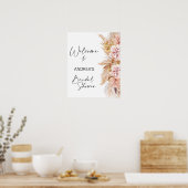 Poster Fête des mariées en laiton Blush Boho Pampas Bienv (Cuisine)