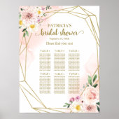 Poster Fête des mariées en or floral rose (Devant)