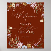 Poster Fête des mariées en terre cuite Bienvenue (Devant)