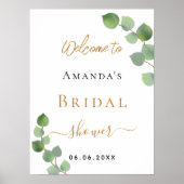 Poster Fête des mariées eucalyptus verdure bienvenue (Devant)