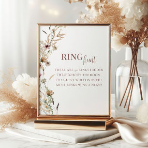 Poster Fête des mariées Fleur sauvage aquarelle Ring Chas