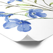 Poster Fête des mariées Fleur sauvage Dusty Blue (Coin)