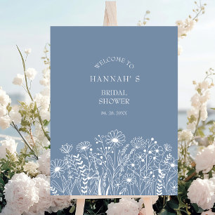 Poster Fête des mariées fleur sauvage Dusty Blue Boho Bie