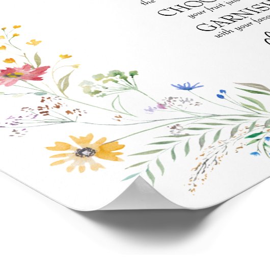 Poster Fête des mariées fleur sauvage Mimosa Bar (Coin)