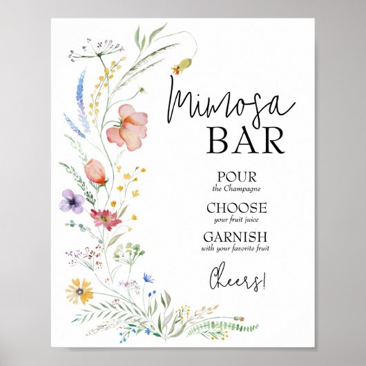 Poster Fête des mariées fleur sauvage Mimosa Bar (Devant)