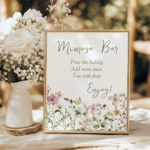 Poster Fête des mariées Fleur sauvage Mimosa Bar