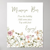 Poster Fête des mariées Fleur sauvage Mimosa Bar (Devant)