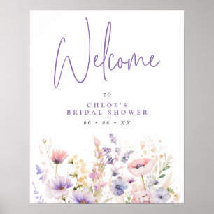 Poster Fête des mariées Fleurs sauvages Lilac Bienvenue
