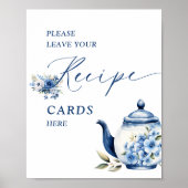Poster Fête des mariées Floral Blue Tea Party Recettes Ca (Devant)